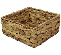 Small Square Water Hyacinth Storage Basket - Natural Wicker Shelf Organiser for Bathroom, Makeup & Jewellery (Medium 18cm, 1 x Basket)