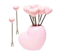 Small Stainless Steel Forks with Stand - Heart Design Toothpick for Fruit, Dessert, Appetizers, Finger Food, Salad and Snack Presentation, Riut Kitchen Utensils Set