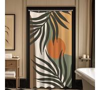 Small Stall RV Half Size Boho Abstract Tropical Leaves Sun Shower Curtain for Bathroom 36W*72H Inch Bathtub Decor Modern Minimalist Funky Aesthetic Waterproof Polyester Fabric Set with 12 Hooks