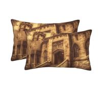 Small/Standard/Queen Pillowcases Set of 2, Vintage Medieval Castle Pillow Cases for Hair and Skin, Super Soft Pillow Case Covers with Hidden Zipper, 20"x30" Pillow Covers for Sleeping Gift