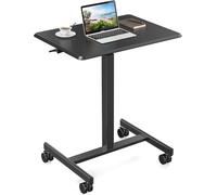Small Standing Desk Adjustable Height, Portable Rolling Computer Desk Sit Stand Laptop Desk Mobile Stand Up Desk with Lockable Wheels Home Office