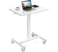 Small Standing Desk Adjustable Height, Portable Rolling Computer Desk Sit Stand Laptop Desk Mobile Stand Up Desk with Lockable Wheels Home Office