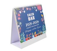Small Standing Desktop Calendar - Modern Stylish Monthly Planner 2025.7-2026.12, 8‘’ x 8.3" Standing Flip Desk Calendar with Monthly Summary and Twin-Wire Binding for Home Office School