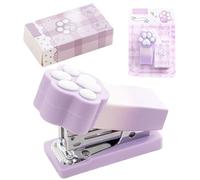 Small Stapler, Meow Mini Stapler, Built-in Pocket Cat Paw Staplers, Mini Office Staplers Less Effort, Staples Included