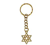 Small Star of David Keyring Gold Jewish Keychain Israel Israeli Judaism Magen Religion Religous Key Chain Ring Gift Shield Hexagram Synagogue Prayer Faith Accessory