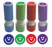 4 x Small (8mm) Smiley Face Self-Inking Teacher Stamps/Loyalty Card Stamps