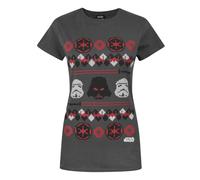 Star Wars Darth Vader Fair Isle Christmas Women's T-Shirt Charcoal