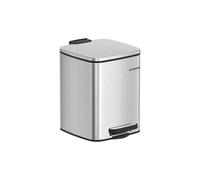 Small Steel Pedal Bathroom Bin, Metallic Silver / 23.9 x 19.3 x 25.5 cm