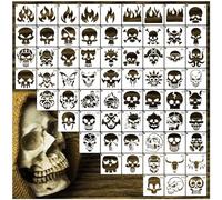 Small Stencils for Painting on Wood Burning Reusable, 3 Inch Reusable Stencil for Craft Ornament Paint Template Stencils for Wall Card Rock Wood Signs Coasters Canvas Home Decor (Skull)