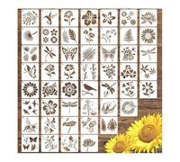 Small Stencils Set for Crafts, Reusable Painting Crafts Templates Include Journal Stencils Animals, Plants, Jungles, Father's Day, Mother's Day(Flowers and Birds)