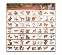 Small Stencils Set for Crafts, Reusable Painting Crafts Templates Include Journal Stencils Animals, Plants, Jungles, Father's Day, Mother's Day(Animal)