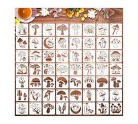 Small Stencils Set for Crafts, Reusable Painting Crafts Templates Include Journal Stencils Animals, Plants, Jungles, Father's Day, Mother's Day(Mushroom)