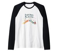 Small Steps, Big Journey: Inspiring Growth Path Raglan Baseball Tee, Men, Black/White, XXL