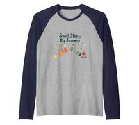 Small Steps, Big Journey: Inspiring Growth Path Raglan Baseball Tee, Men, Navy/Athletic Heather, XL