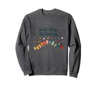 Small Steps, Big Journey: Inspiring Growth Path Sweatshirt, Adult Unisex, Dark Heather Grey, S
