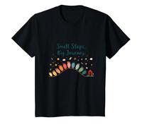 Small Steps, Big Journey: Inspiring Growth Path T-Shirt, Kids, Black, 3 Years
