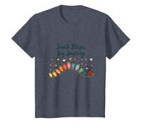 Small Steps, Big Journey: Inspiring Growth Path T-Shirt, Kids, Heather Blue, 10 Years