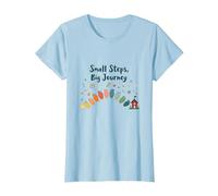 Small Steps, Big Journey: Inspiring Growth Path T-Shirt, Women, Baby Blue, XL