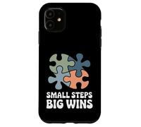 Small Steps Big Wins Retro Autism Awareness Puzzle Support Case for iPhone 11