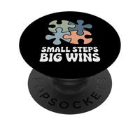 Small Steps Big Wins Retro Autism Awareness Puzzle Support PopSockets Adhesive PopGrip
