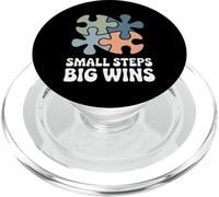 Small Steps Big Wins Retro Autism Awareness Puzzle Support PopSockets PopGrip for MagSafe