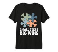 Small Steps Big Wins Retro Autism Awareness Puzzle Support Premium T-Shirt
