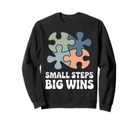 Small Steps Big Wins Retro Autism Awareness Puzzle Support Sweatshirt