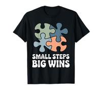 Small Steps Big Wins Retro Autism Awareness Puzzle Support T-Shirt