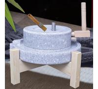 Small Stone Mill with Wooden Frame + Restoration Clutches,Old Style Hemp Green Graphite Mill,Manual Dry/Wet Grain Stone Mill, Suitable for Grinding Wet and Dry Food, Teaching and Viewing(30cm/11.8in)