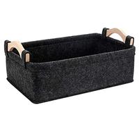 Small Storage Baskets Felt Rectangle Basket Storage Bins for DVD CD Record Cord Books Video Electronics Items Remote TV Cabinet Organizer with Handles