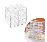 Small Storage Drawers Plastic, Drawer Storage Organizer Box with 6 Drawers, Transparent Desktop Craft Caddy, Mini Stackable Clear Drawer Cabinet for Storing Lipstick Jewelry DIY Parts
