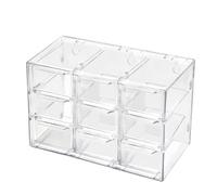 Small Storage Drawers Plastic, Drawer Storage Organizer Box with 9 Drawers, Transparent Desktop Craft Caddy, Mini Stackable Clear Drawer Cabinet for Storing Lipstick Jewelry DIY Parts