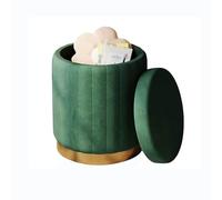 Small Storage Ottoman Round, Vanity Chair Stool Padded Footstool Entryway Shoe Change Bench,Sofa Footrest (Green/B)