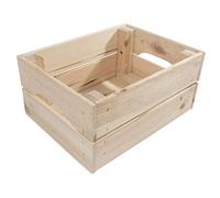 Small Strong Sturdy Decorative Wooden Crate | 31 x 23 x 15 cm | Slatted Solid Storage Box with Handles | Display Plants Apple Fruits DIY Hamper | Unpainted Natural Pinewood
