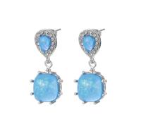 Small Stud Earrings, Blue Earrings Studs Opal Teardrop and Square for Women Valentines Day Jewelry Classic