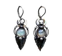 Small Studs Earrings Black Arrows Pearl Earrings Witchcraft Black Arrows Pearl Earrings Pearl Earrings for Women Dangle (A, One Size)