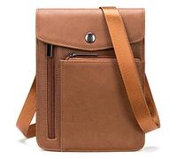 Small Stylish Classic Vertical Crossbody Purse Shoulder Messenger Bag for Men Waist Pack Carrying Phone Holder, Brown, One Size