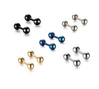 Small Surgical Stainless Steel Ear Piercing Studs Earrings Round Ball Stud Earrings Screw Back 5 Pair/Set