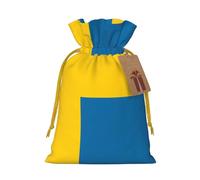 Small Swedish flag Print Christmas Drawstring Candy Bags, Reusable Fabric Sacks, Gift Bag for Xmas Holiday Present Wrap