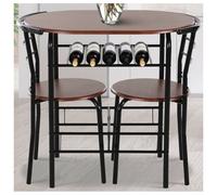 Small Table and 2 Chairs Rustic Metal Compact Breakfast Dining Furniture Bar Set