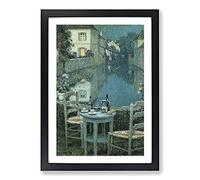 Small Table in Evening Dusk by Henri Le Sidaner Framed Print | A2 Black Framed Wall Art | Ready to Hang | Modern Nature Picture | Living Room Bedroom Lounge Office
