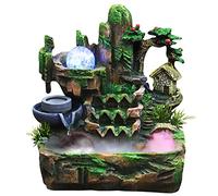 Small Tabletop Fountain Indoor Waterfall Feature Zen Meditation Waterfall with LED Light and Pub Water Desk Fountain Waterfall Decor for Home Office Bedroom Living Room