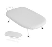 Small Tabletop Ironing Board 61 x36cm, Foldable Ironing Board with Sleeve Rack Non-Slip Folding Legs Sewing Accessory Print, For Smooth Pressing, Lightweight for Travel (Pure Gray)