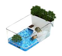 Small Tank, Terrapin Feeding Box, Transparent and Compact Reptile Terrarium, Turtle Keeper for Terrapin, Crab, Home, School, Science Class, Nature, Educators 12.87x7.6x4.8 Inches