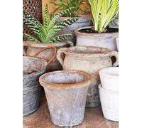 Small Terracotta Plant Pot, Rustic Fluted Aged Grey Bulb Pot, Small Seed Cactus Planter, Indoor House Plant Pot Cover, Ceramic Stone Pot, Rustic Cement Planter