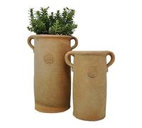 Small Terracotta Plant Pot with Handles x1 **Sold Individually** Small Rustic Mediterranean Garden Succulent Planter, Tall Terracotta Garden Herb, Bulb, Crocus, Flower Pot with Dish
