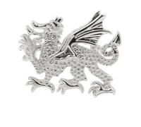 Small Textured Dragon Brooch In Rhodium Plated Metal - 26mm Across