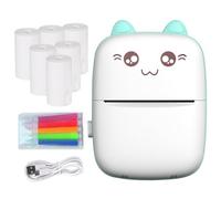 Small Thermal Printer - Small Portable Wireless Mobile Printer with 6 Rolls Thermal Paper, Wireless Pocket Printer for Learning Aid, Study Notes, Journal