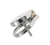Small Thickened Stainless Steel Flat Chastity Lock with Hollow Catheter Chastity Device, Male Abstinence Large Chastity Cage Wearable Penis Cage Sex Toy