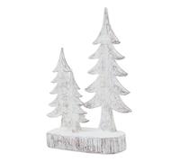 Small Three Snowy Pine Tree Sculpture Love Lace White One Size
